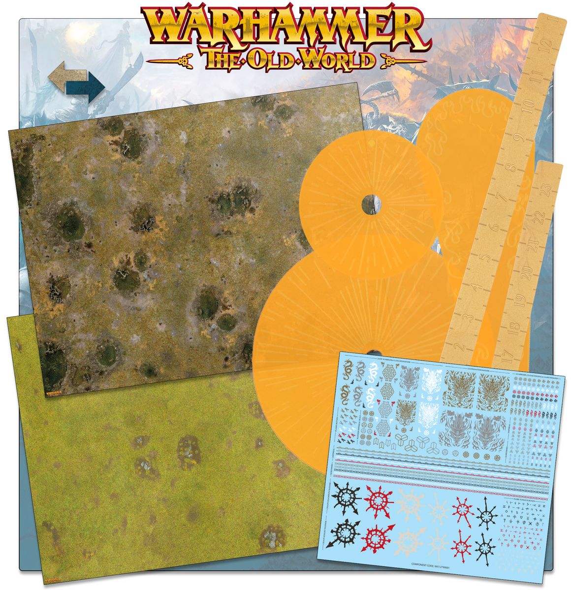 Old World Core Set double-sided playmat, templates and transfer sheet