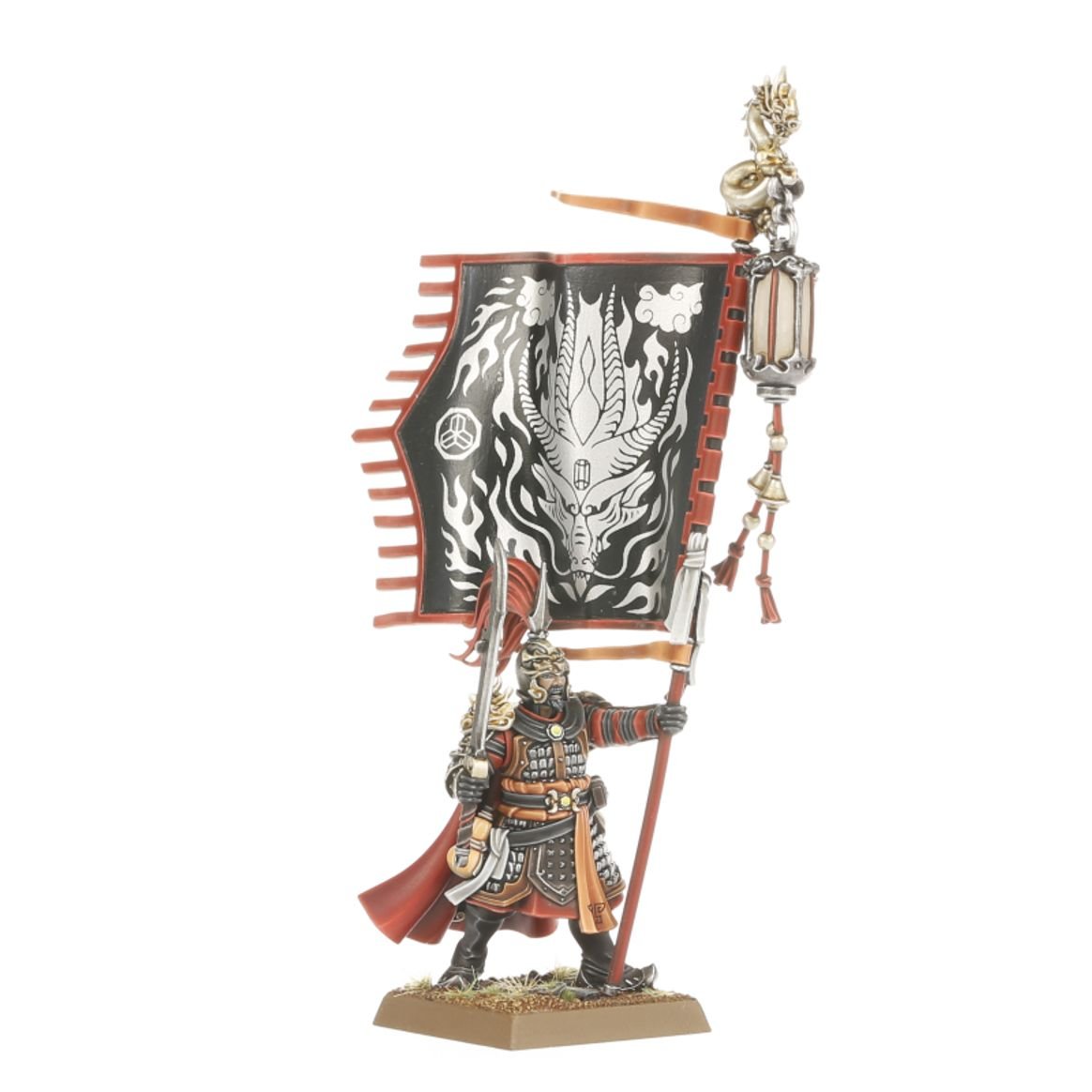 Grand Cathay standard bearer carrying a black dragon banner