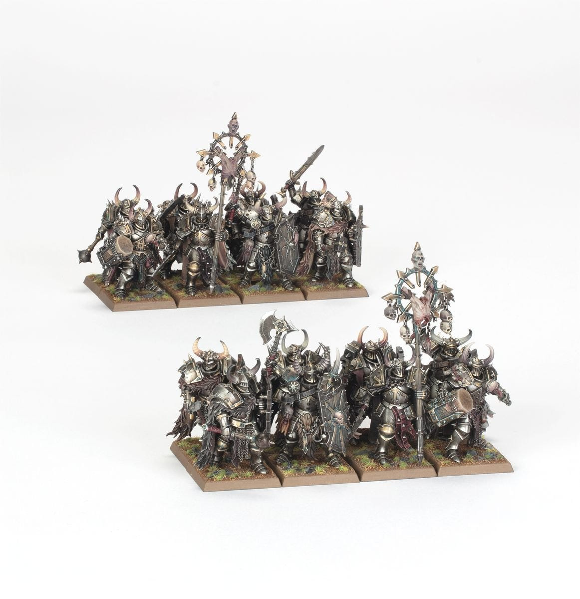 Two units of Warriors of Chaos infantry with command models