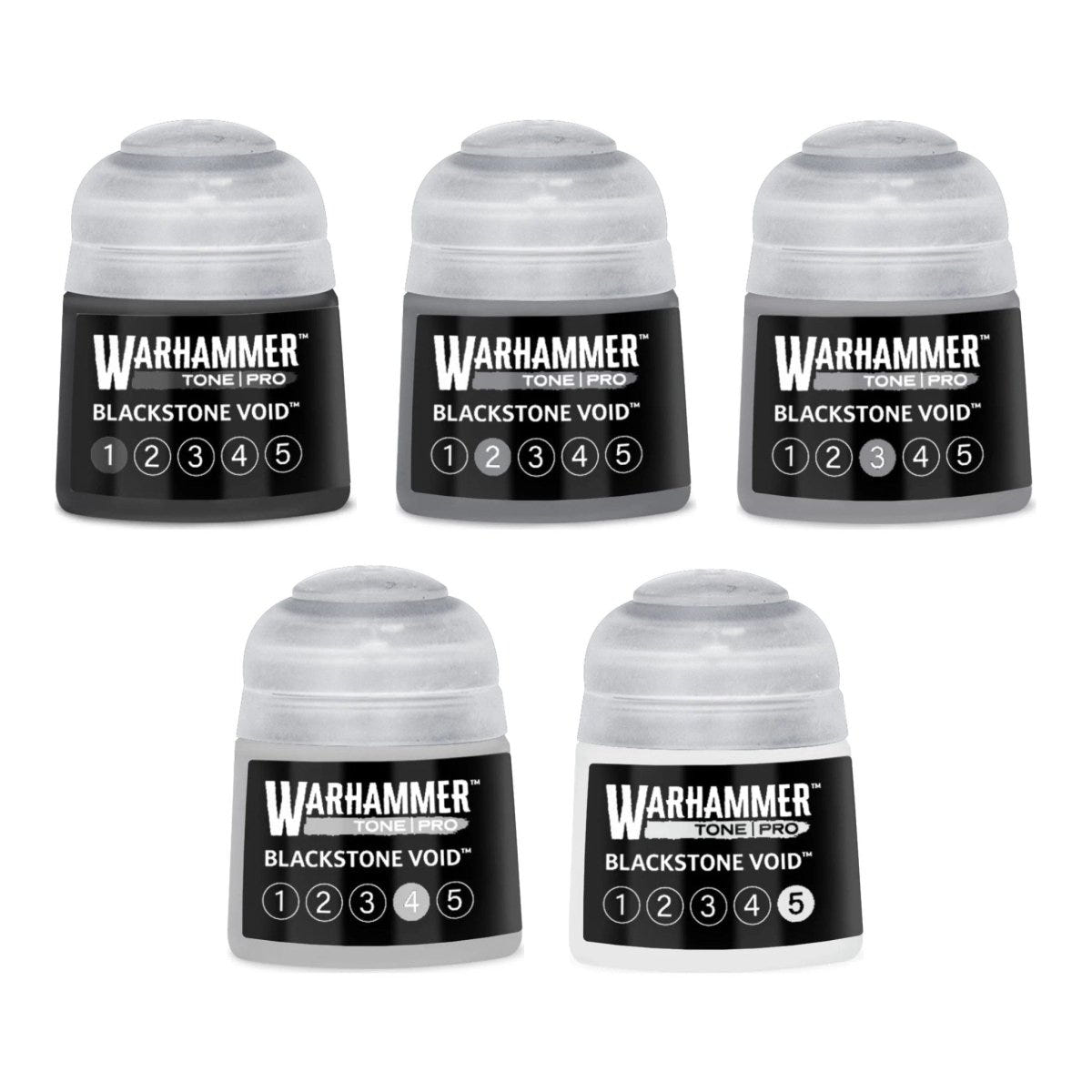Warhammer Tone Pro Blackstone Void bundle - all five tones, 1 to 5, 12ml paint pots