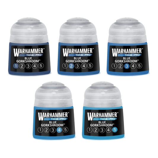Warhammer Tone Pro Blue Gorkshroom bundle - all five tones, 1 to 5, 12ml paint pots