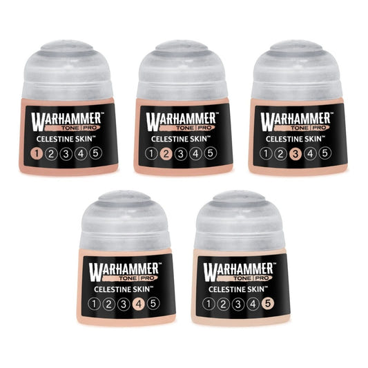 Warhammer Tone Pro Celestine Skin bundle - all five tones, 1 to 5, 12ml paint pots