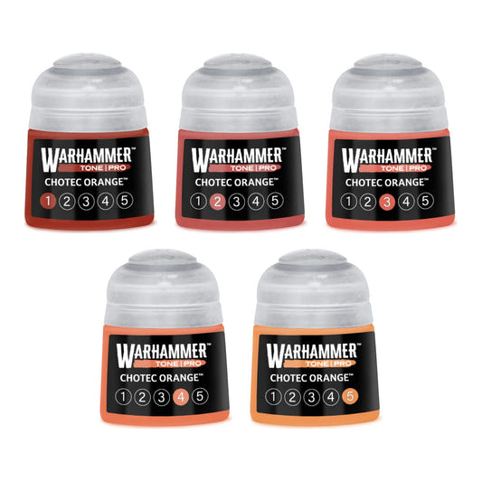 Warhammer Tone Pro Chotec Orange bundle - all five tones, 1 to 5, 12ml paint pots