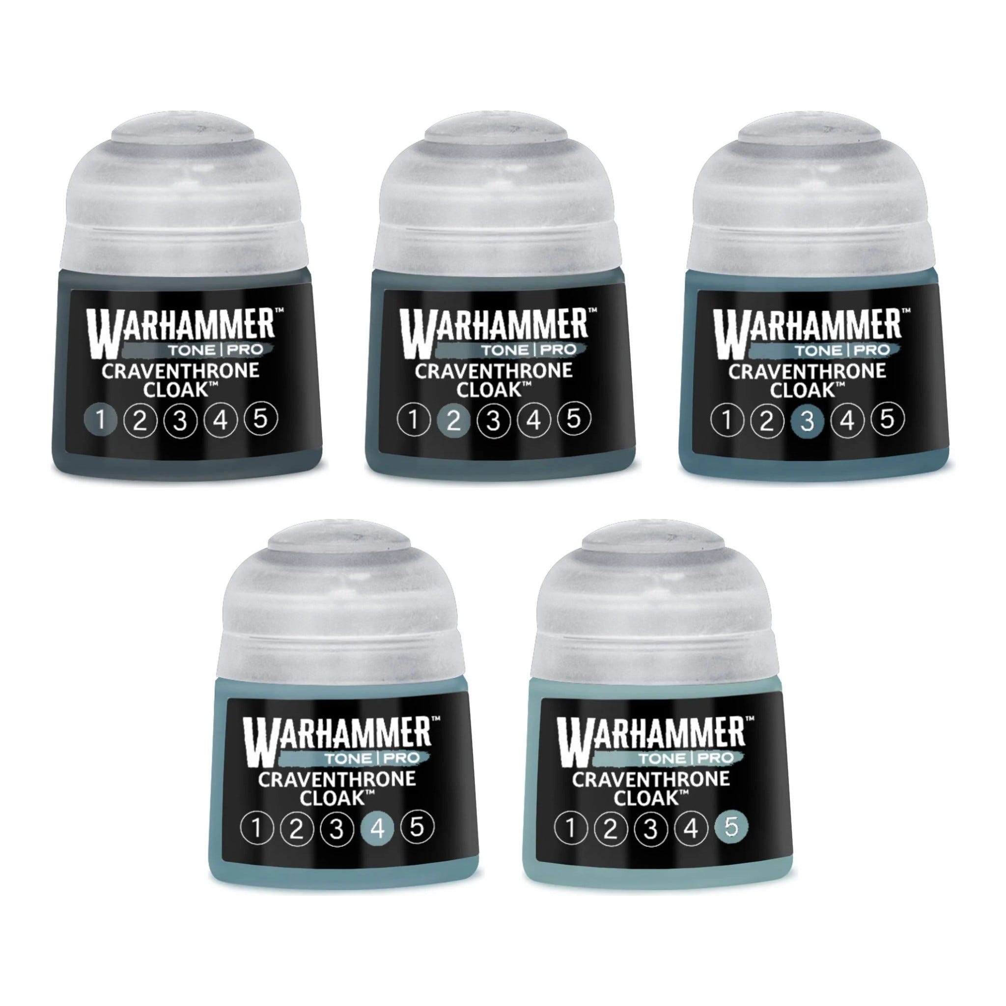 Warhammer Tone Pro Craventhrone Cloak bundle - all five tones, 1 to 5, 12ml paint pots