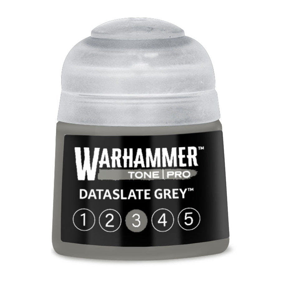 Warhammer Tone Pro Dataslate Grey 3 12ml paint pot, part of the Dataslate Grey 1–5 bundle