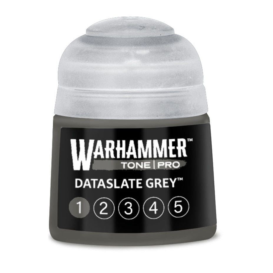 Warhammer Tone Pro Dataslate Grey 1 12ml paint pot, part of the Dataslate Grey 1–5 bundle