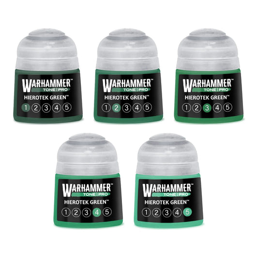 Warhammer Tone Pro Hierotek Green bundle - all five tones, 1 to 5, 12ml paint pots