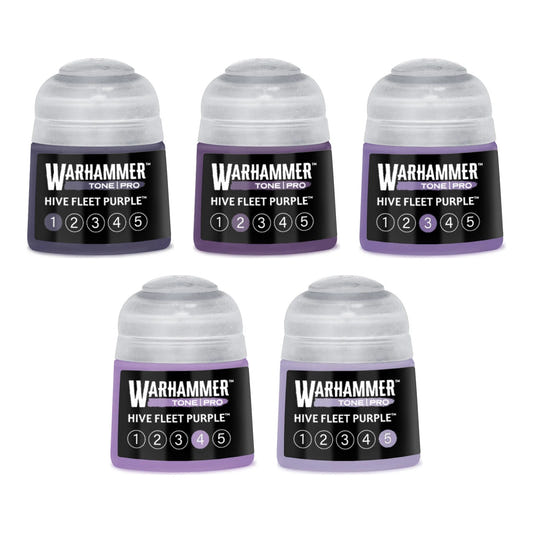 Warhammer Tone Pro Hive Fleet Purple bundle - all five tones, 1 to 5, 12ml paint pots