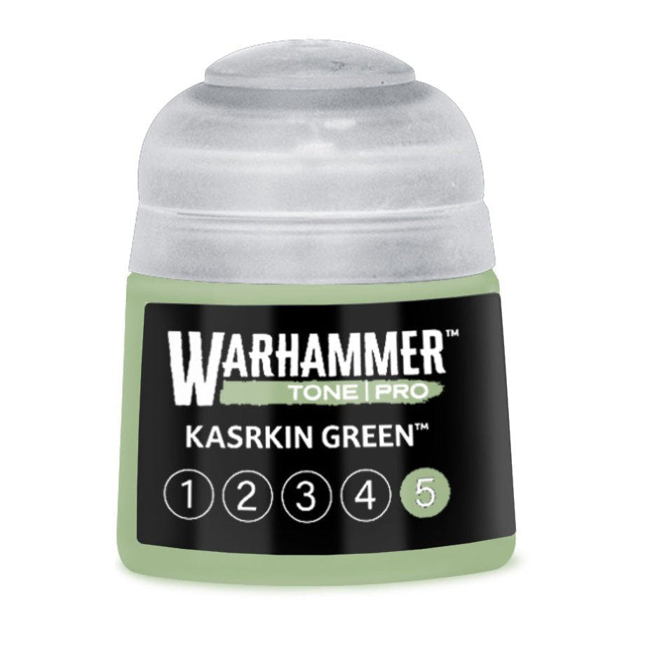 Warhammer Tone Pro Kasrkin Green 5 12ml paint pot, part of the Kasrkin Green 1–5 bundle