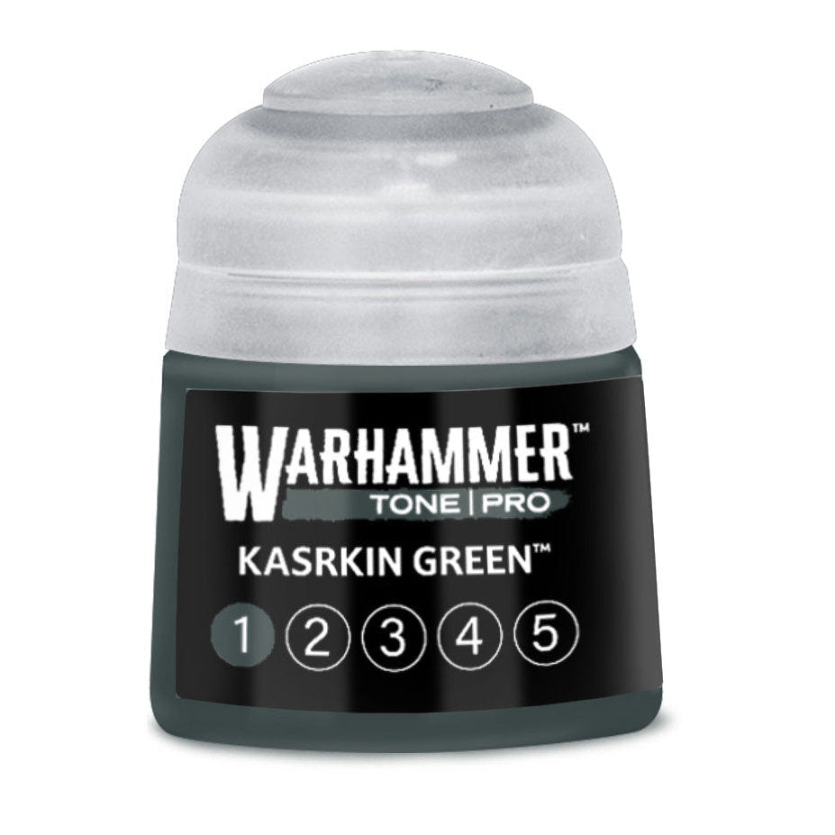 Warhammer Tone Pro Kasrkin Green 1 12ml paint pot, part of the Kasrkin Green 1–5 bundle