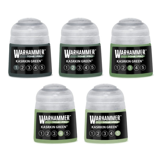 Warhammer Tone Pro Kasrkin Green bundle - all five tones, 1 to 5, 12ml paint pots