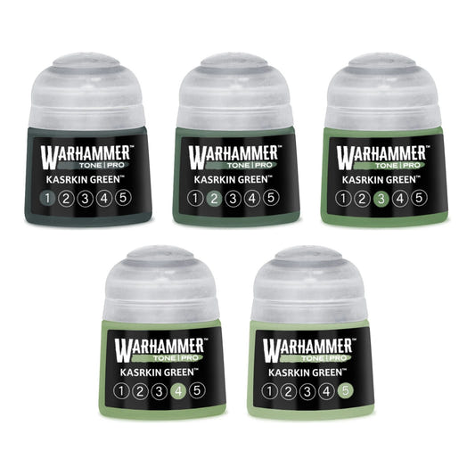 Warhammer Tone Pro Kasrkin Green bundle - all five tones, 1 to 5, 12ml paint pots
