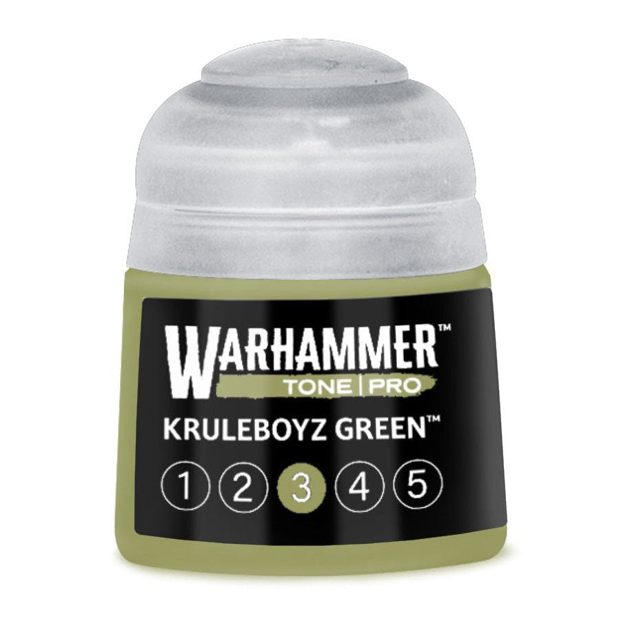 Warhammer Tone Pro Kruleboyz Green 3 12ml paint pot, part of the Kruleboyz Green 1–5 bundle