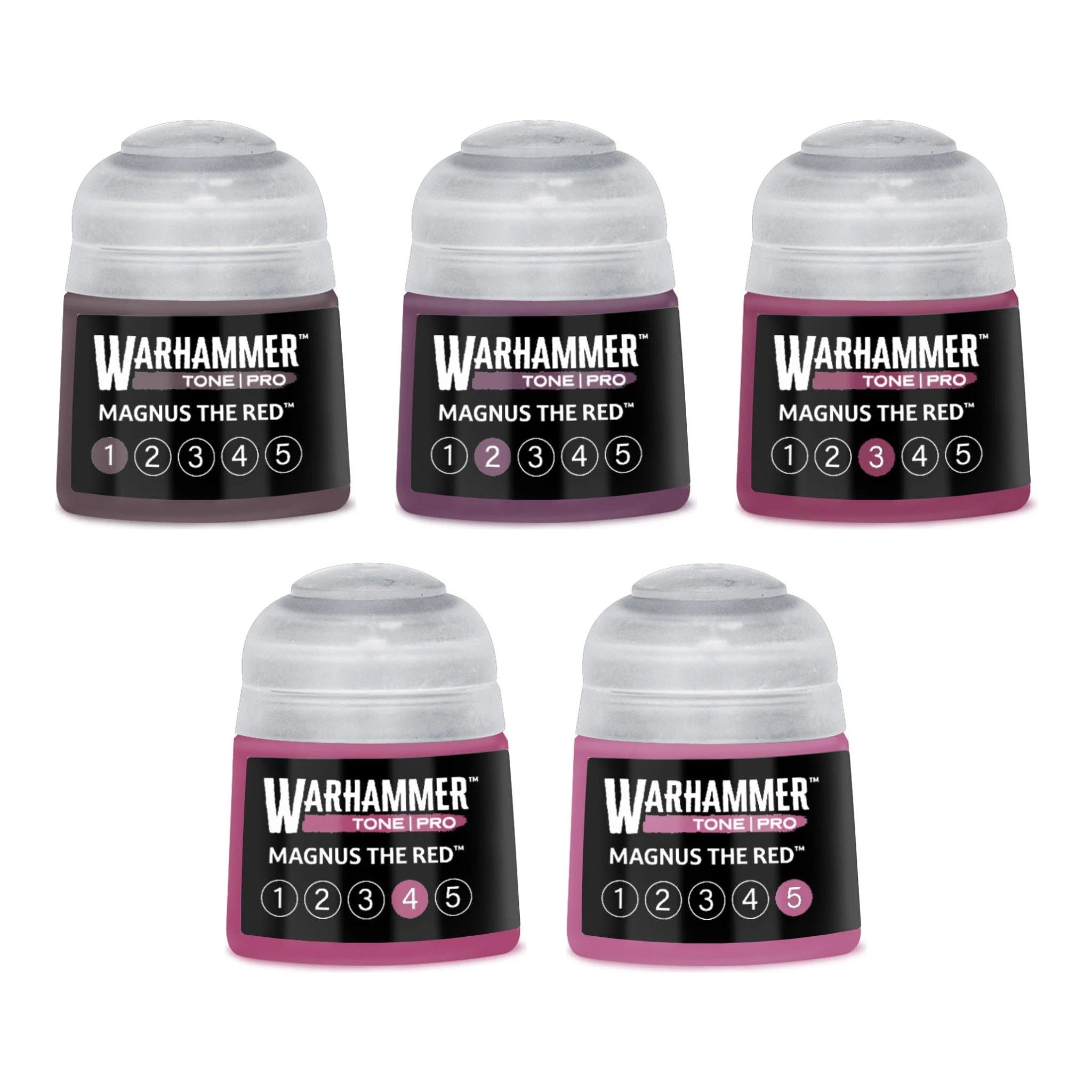 Warhammer Tone Pro Magnus the Red bundle - all five tones, 1 to 5, 12ml paint pots