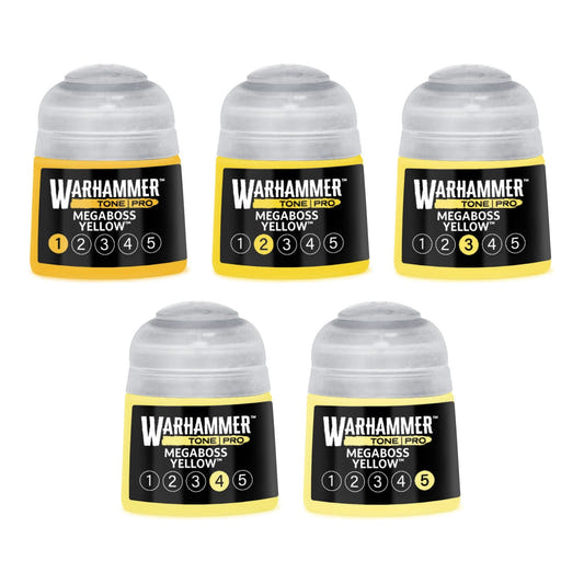 Warhammer Tone Pro Megaboss Yellow bundle - all five tones, 1 to 5, 12ml paint pots
