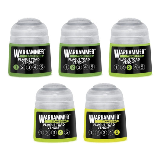 Warhammer Tone Pro Plague Toad Venom bundle - all five tones, 1 to 5, 12ml paint pots