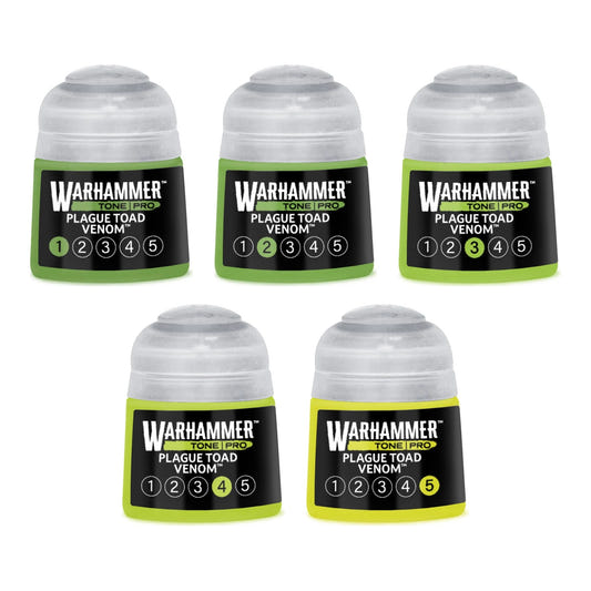 Warhammer Tone Pro Plague Toad Venom bundle - all five tones, 1 to 5, 12ml paint pots