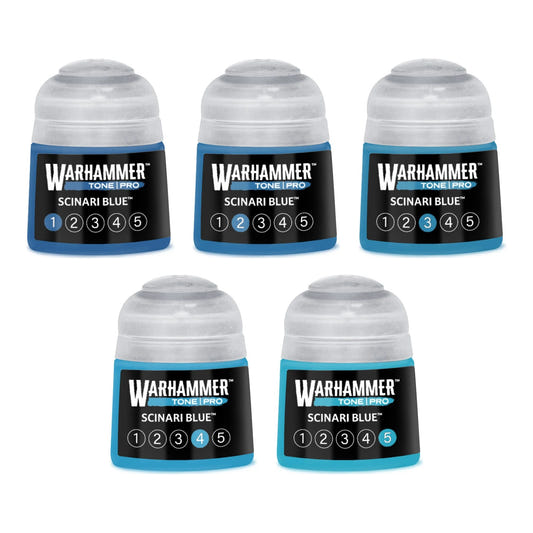 Warhammer Tone Pro Scinari Blue bundle - all five tones, 1 to 5, 12ml paint pots