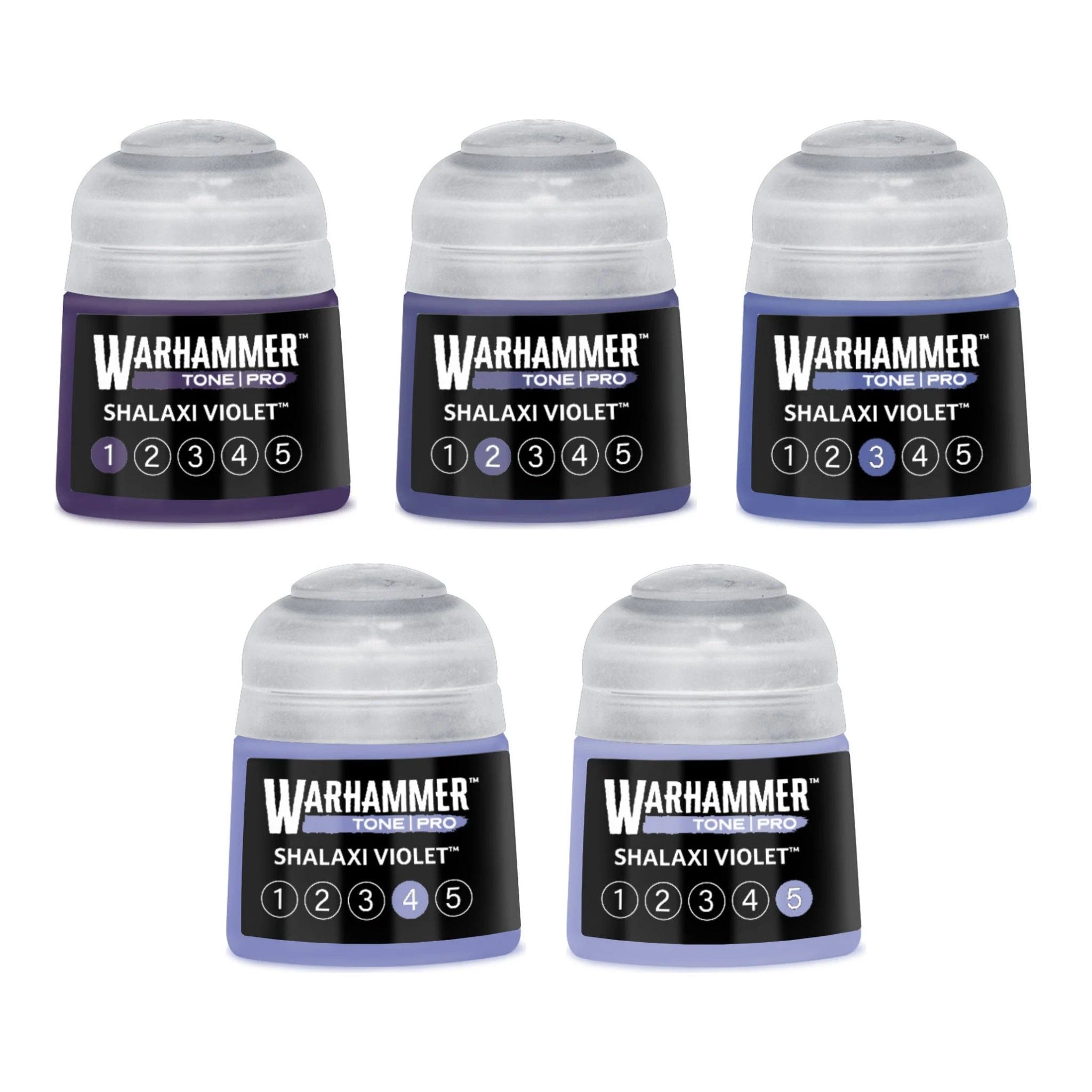 Warhammer Tone Pro Shalaxi Violet bundle - all five tones, 1 to 5, 12ml paint pots