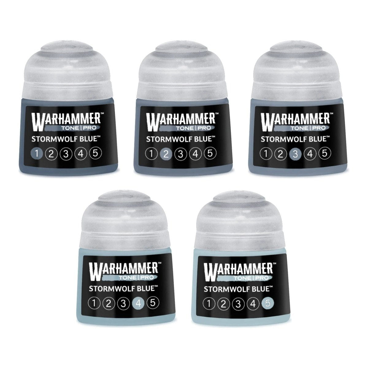 Warhammer Tone Pro Stormwolf Blue bundle - all five tones, 1 to 5, 12ml paint pots