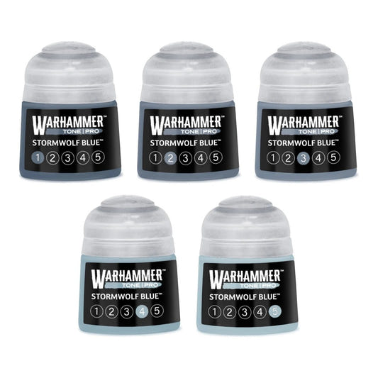 Warhammer Tone Pro Stormwolf Blue bundle - all five tones, 1 to 5, 12ml paint pots