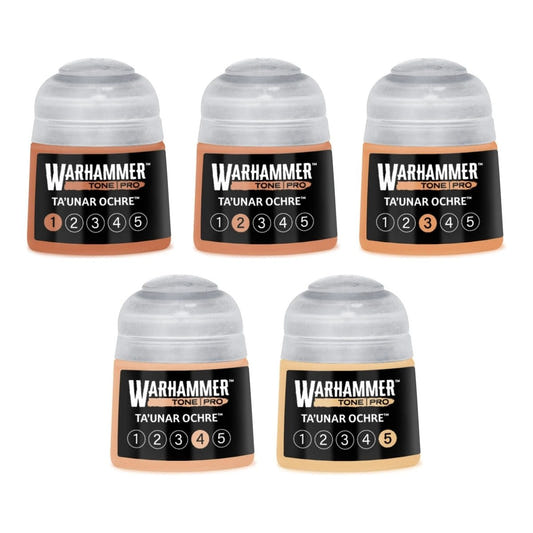 Warhammer Tone Pro Ta'unar Ochre bundle - all five tones, 1 to 5, 12ml paint pots