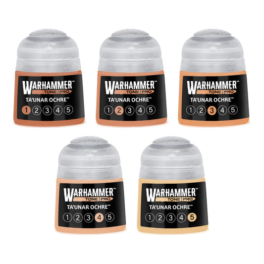 Warhammer Tone Pro Ta'unar Ochre bundle - all five tones, 1 to 5, 12ml paint pots