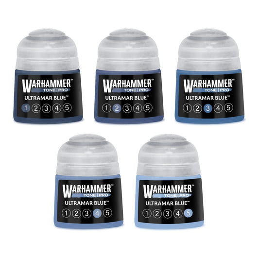 Warhammer Tone Pro Ultramar Blue bundle - all five tones, 1 to 5, 12ml paint pots