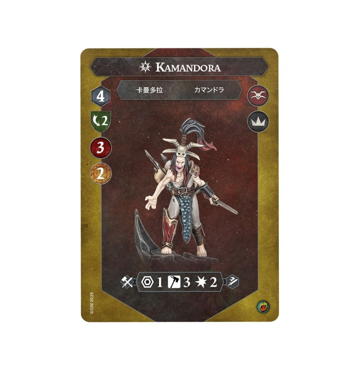 Kamandora fighter card for Warhammer Underworlds, showing the painted leader