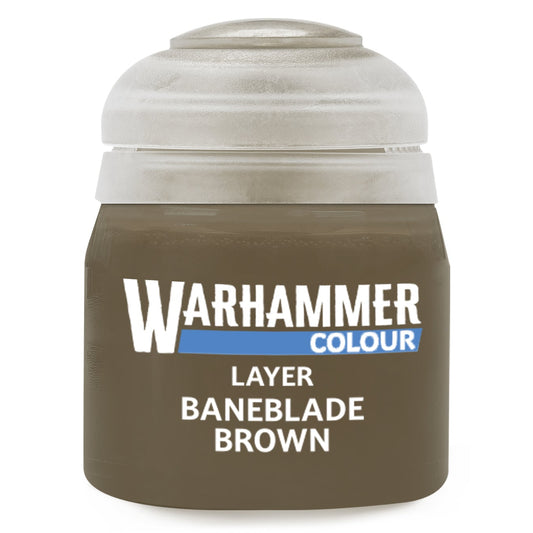 Red paint jar labeled 'Warhammer Colour' with a white lid on a white background