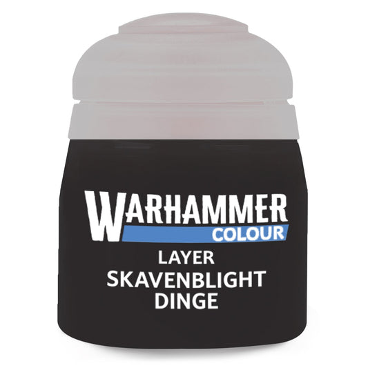 Warhammer Colour paint can with 'Skavenblight Dinge' label on a white background