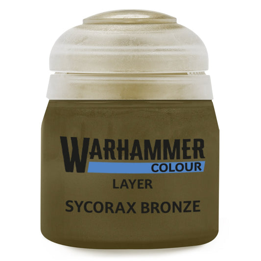 Warhammer Colour Layer Sycorax Bronze paint jar on a white background