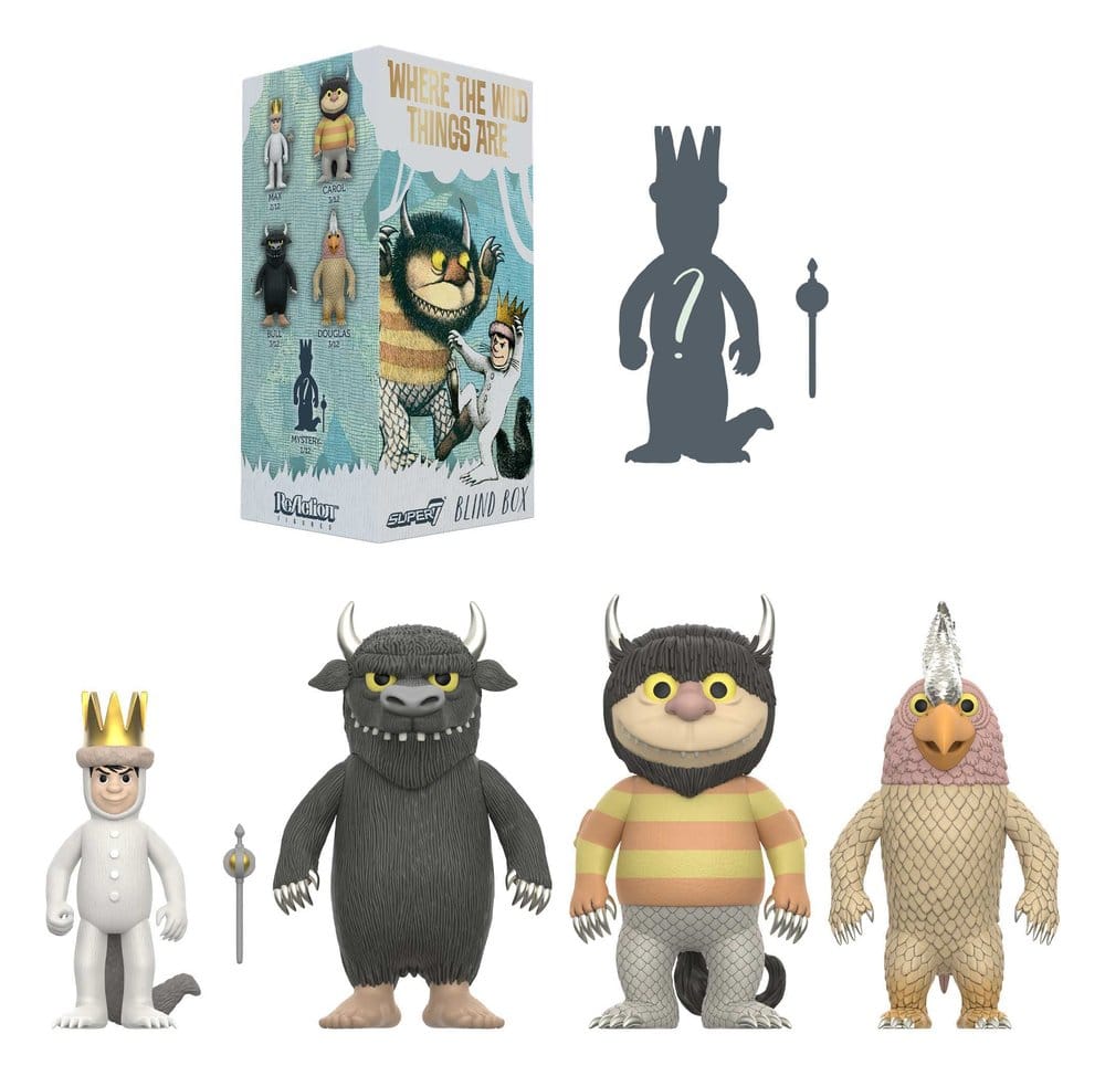 Where The Wild Things Are blind box with Max in wolf suit, three Wild Things and a mystery figure