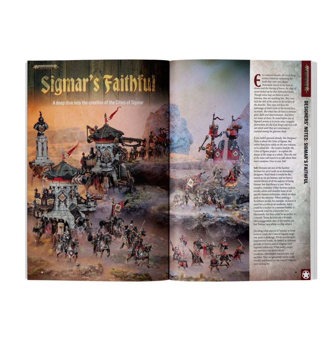 White Dwarf 525 inside spread: Sigmar's Faithful, painted Cities of Sigmar army