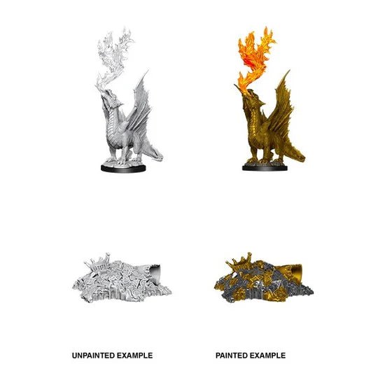 Wizkids - D&D Nolzurs Marvelous Miniatures: Gold Dragon Wyrmling & Small Treasure Pile - Wave 11 - Loaded Dice