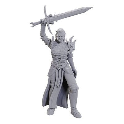 D&D Nolzur's Marvelous Miniatures Blackguard, unpainted armoured warrior raising a greatsword