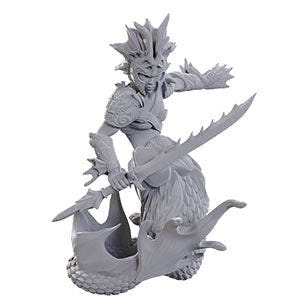 WizKids Nolzur's Marvelous Miniatures Merfolk Scout, unpainted primed figure with spear
