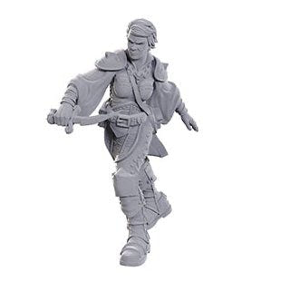 WizKids D&D Nolzur's Marvelous Miniatures Swashbuckler, unpainted, in long coat with blade drawn