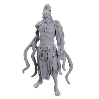 WizKids Nolzur's Marvelous Miniatures Yuan-ti Pit Master, unpainted primed serpentfolk figure
