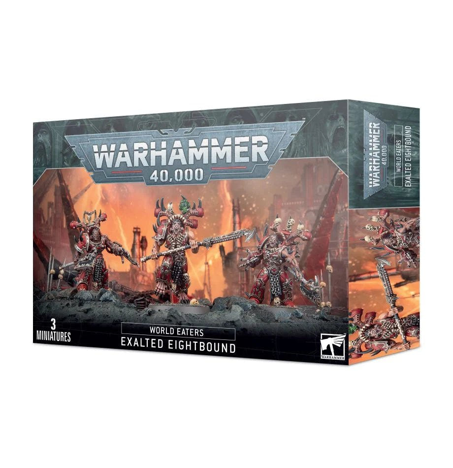 Warhammer 40,000 World Eaters Exalted Eightbound box front with painted miniatures