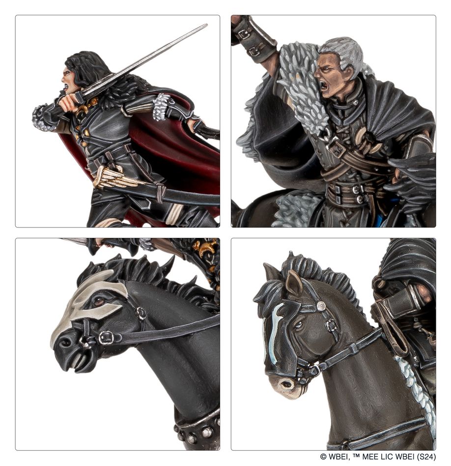 Close-ups of painted Wulf and General Targg with swords, fur cloaks and horse heads