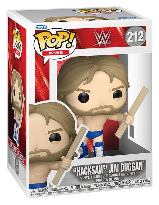 WWE Funko POP! 212 Hacksaw Jim Duggan vinyl figure shown in its window display box