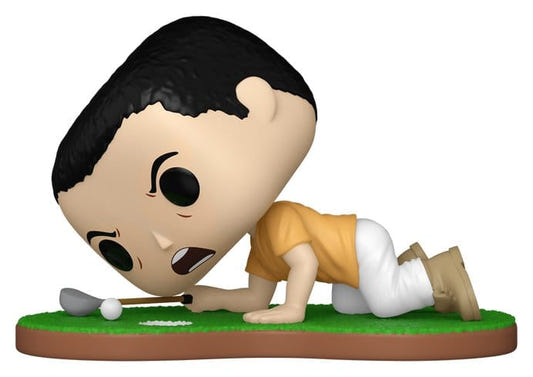 Funko POP! Deluxe Happy Gilmore lying on a putting green lining up a putt with a club