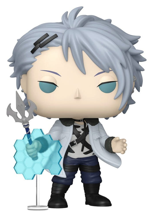 Funko POP! Wirbel from Frieren with a glowing blue spell and pale coat, front view
