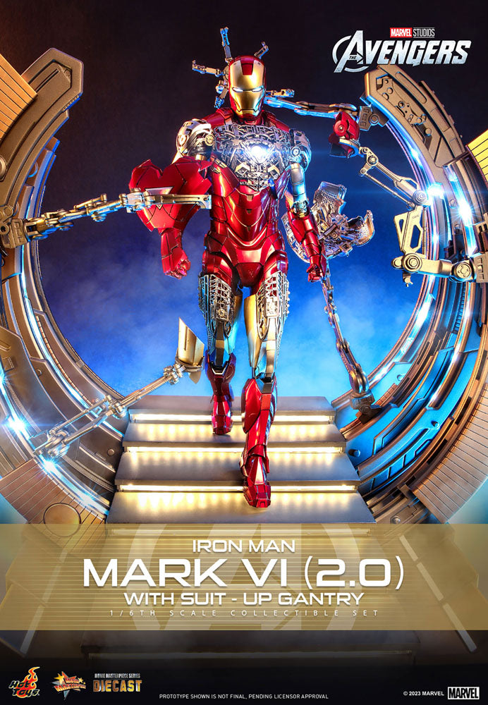 Hot Toys Marvel's The Avengers Movie Masterpiece Diecast Action Figure 1/6 Iron Man Mark VI (2.0) with Suit-Up Gantry 32cm - Releasing March 2024 - Loaded Dice Barry Vale of Glamorgan CF64 3HD