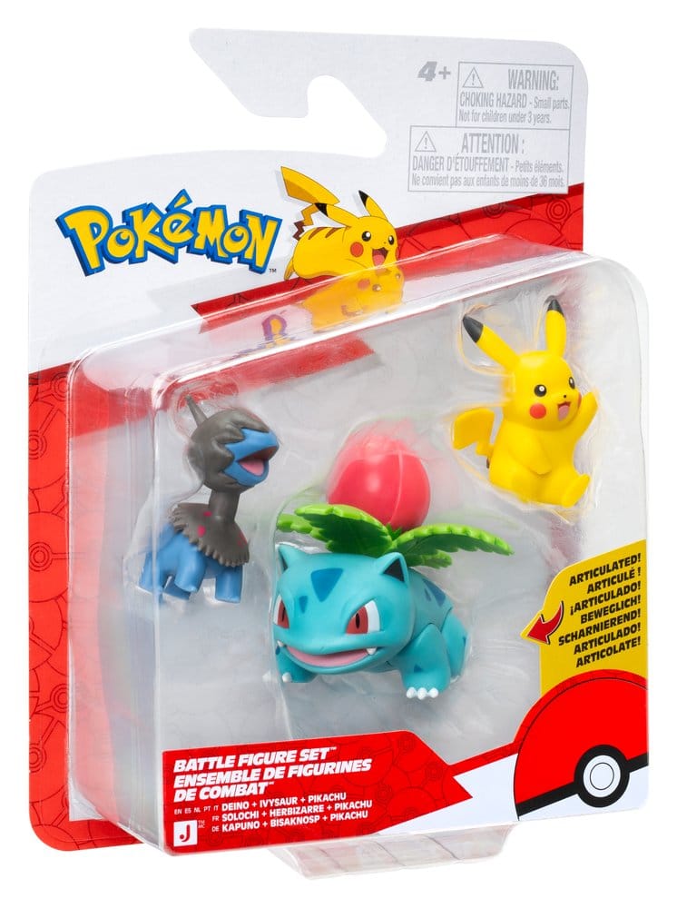 Pokémon Battle Figure Set Action Figures Pikachu, Deino & Ivysaur (3-Pack)