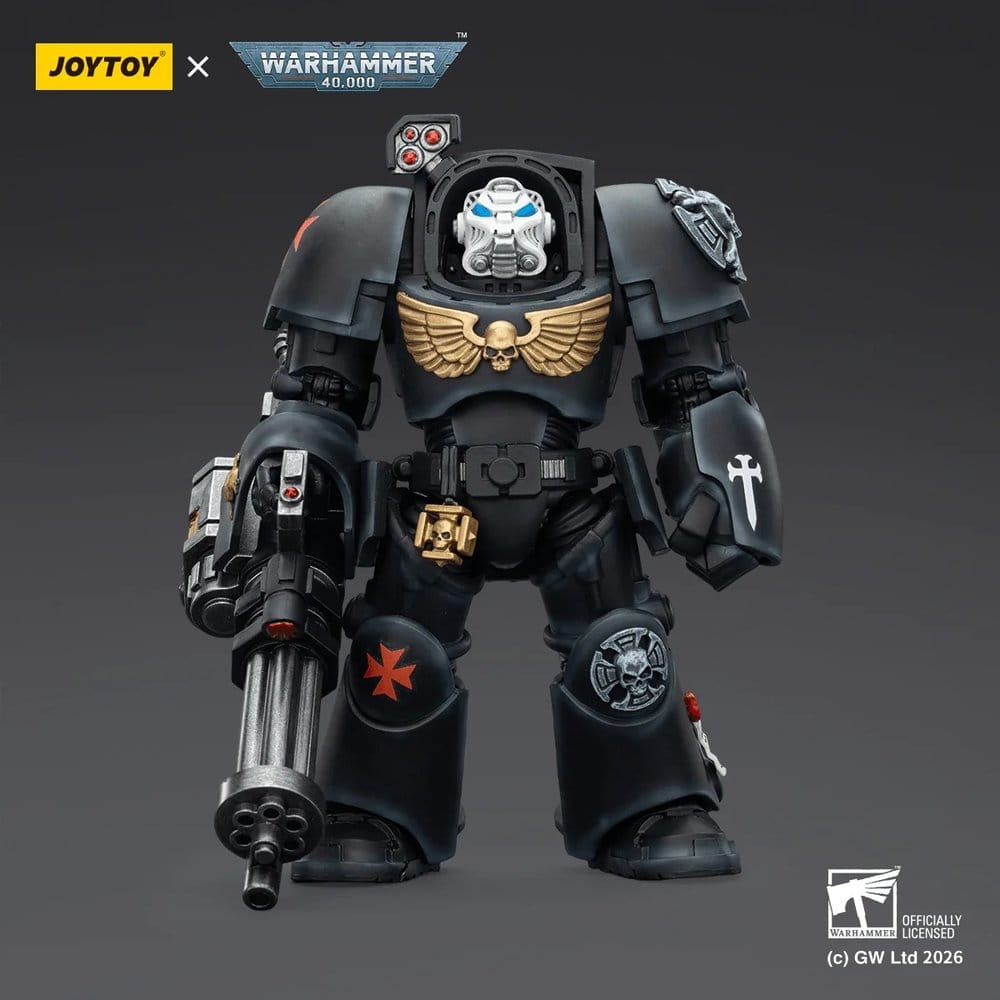 JoyToy Warhammer 40,000 Action Figure Black Templars Terminator 3 with Power Fist and Assault Cannon 14 cm