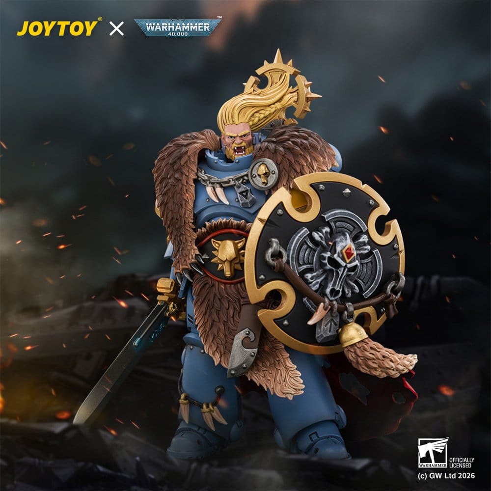 JoyToy Space Marine Action Figure Space Wolves Wolf Guard Battle Leader 12 cm