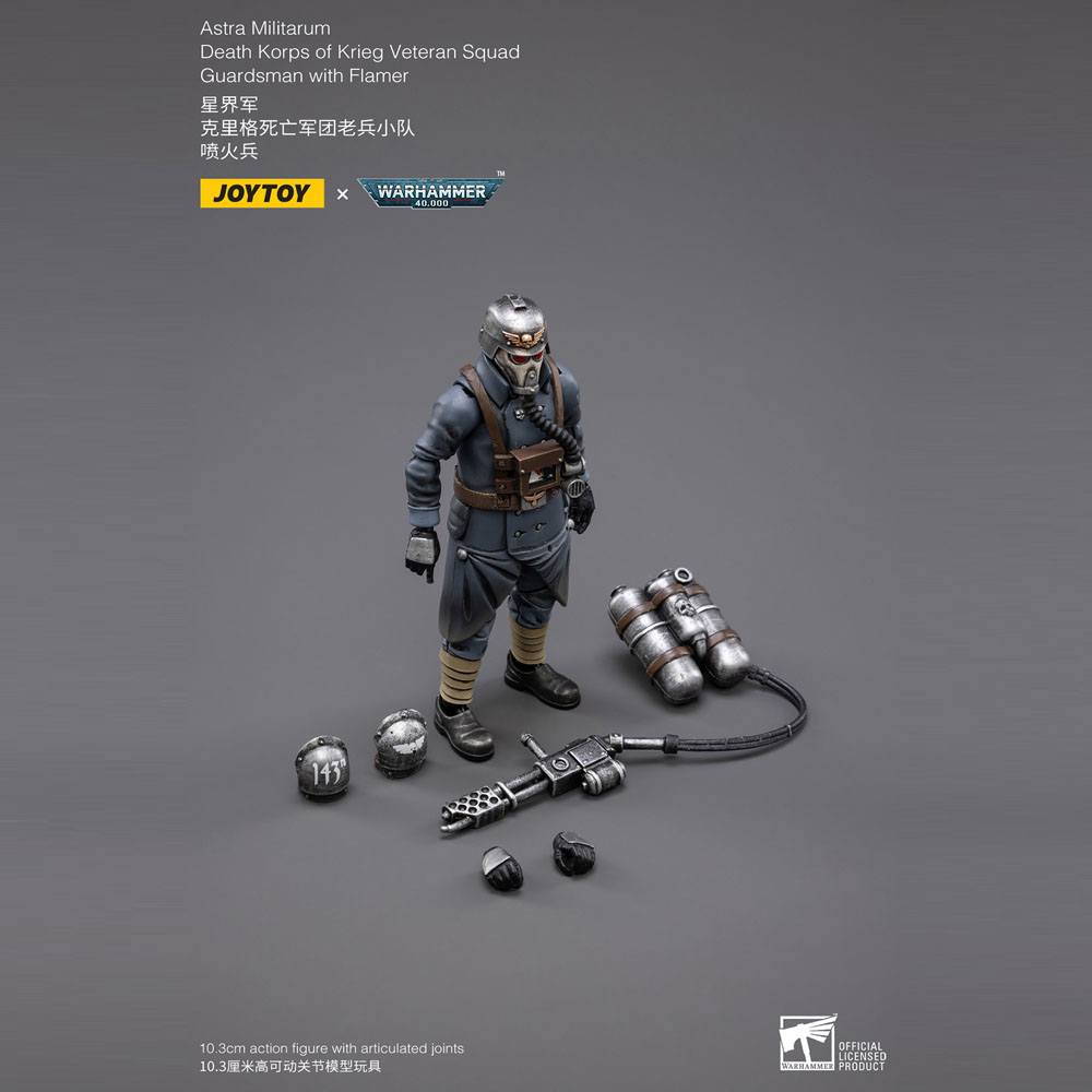 JoyToy Warhammer 40k Action Figure 1/18 Death Korps of Krieg Veteran Squad Guardsman with Flamer 10 cm