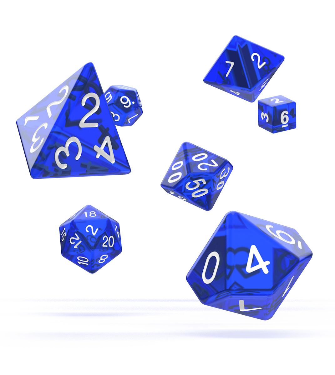 Oakie Doakie Dice RPG Set Translucent - Blue (7) - Loaded Dice